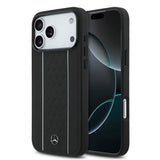 Apple iPhone 17 Pro Max Kılıf Mercedes Benz Orjinal Lisanslı M-safe Şarj Özellikli Şeritli Yıldız Desenli Metal Logolu Deri Kapak