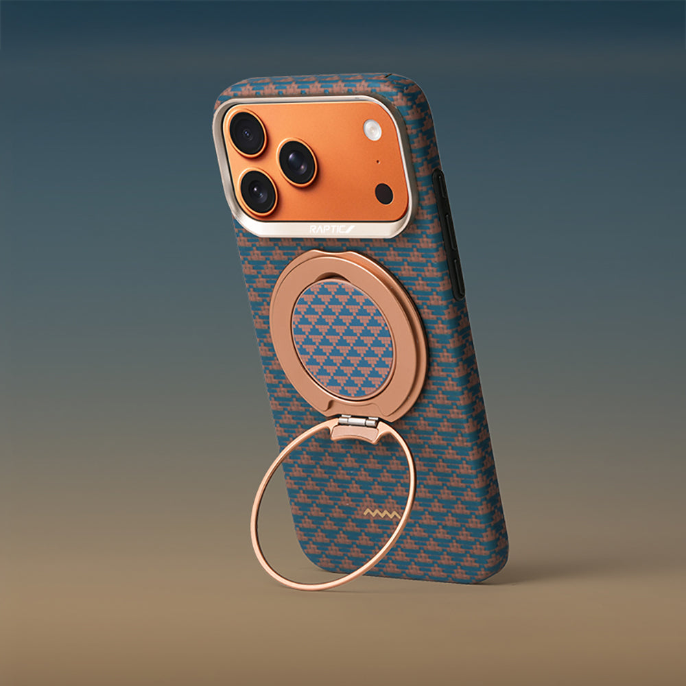 Apple iPhone 17 Pro Max Kılıf Raptic 2in1 Bundle Kit Aramid Skin Destiny Serisi Stand ve Karbon Kapak