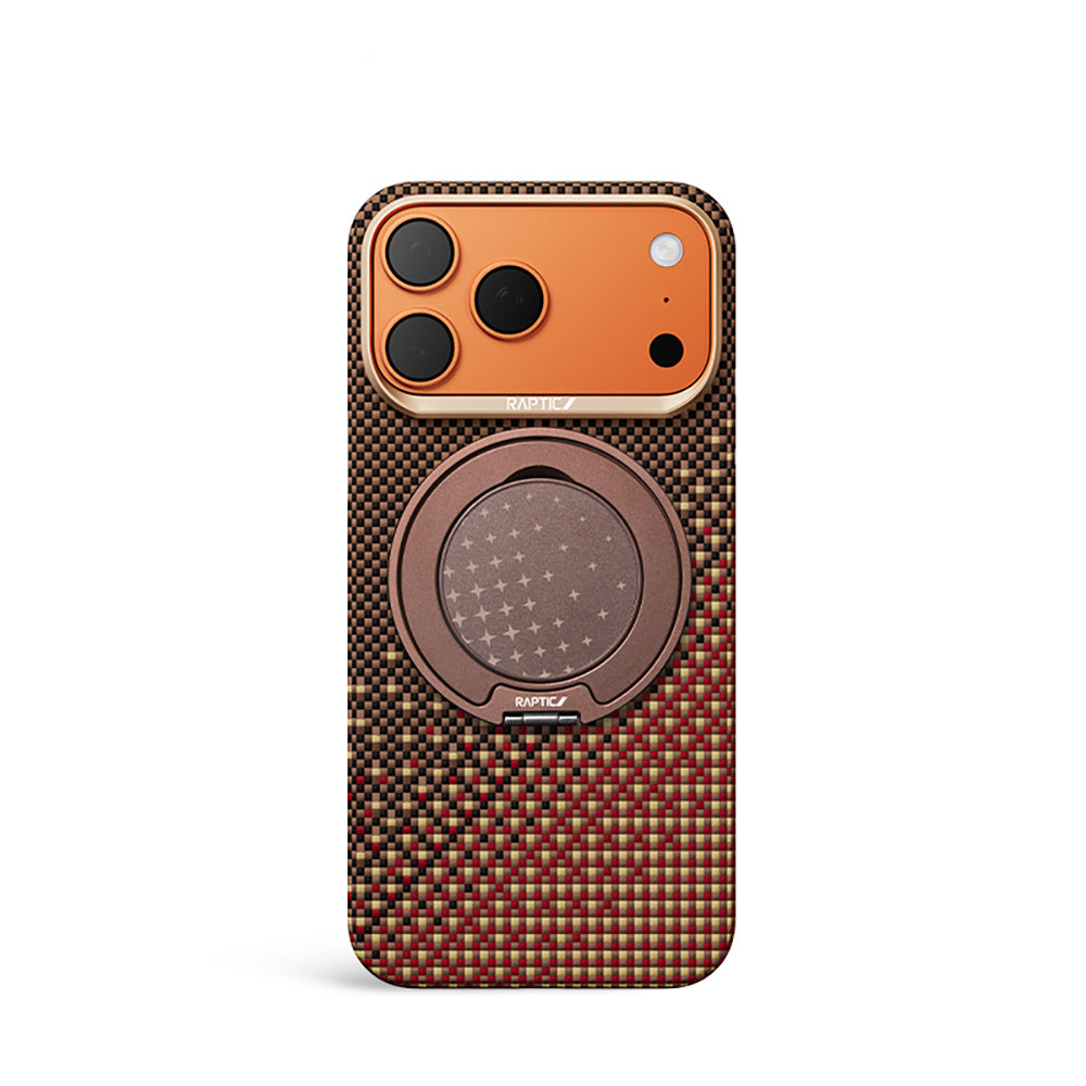 Apple iPhone 17 Pro Max Kılıf Raptic 2in1 Bundle Kit Aramid Skin Serenity Serisi Stand ve Karbon Kapak