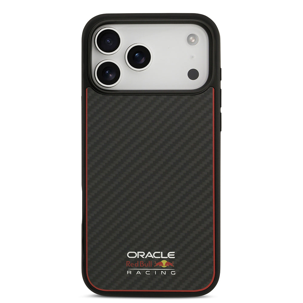 Apple iPhone 17 Pro Max Kılıf Redbull Orjinal Lisanslı M-safe Şarj Özellikli Karbon Fiber Parlayan Logolu Kevlar Kapak