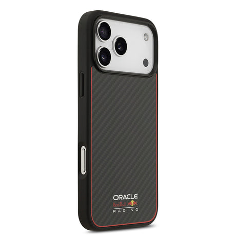 Apple iPhone 17 Pro Max Kılıf Redbull Orjinal Lisanslı M-safe Şarj Özellikli Karbon Fiber Parlayan Logolu Kevlar Kapak