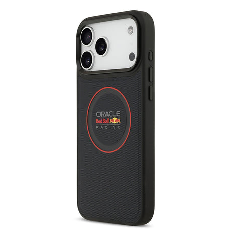 Apple iPhone 17 Pro Max Kılıf Redbull Orjinal Lisanslı M-safe Şarj Özellikli Kırmızı Halka ve Logo Kabartmalı PU Deri Kapak
