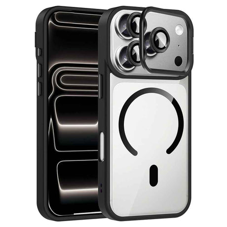 Apple iPhone 17 Pro Max Kılıf Standlı ve Kamera Lens Hediyeli M-Safe Şarj Özellikli Zore Etro Kapak