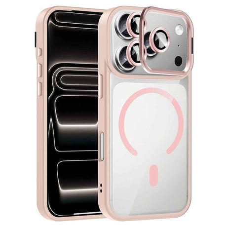 Apple iPhone 17 Pro Max Kılıf Standlı ve Kamera Lens Hediyeli M-Safe Şarj Özellikli Zore Etro Kapak