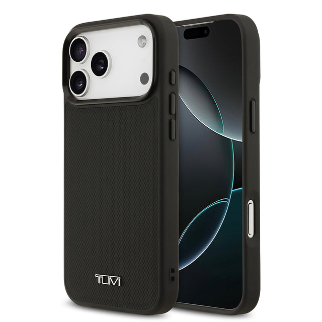 Apple iPhone 17 Pro Max Kılıf TUMI M-safe Şarj Özellikli Deri Noktalı Dizayn Kapak