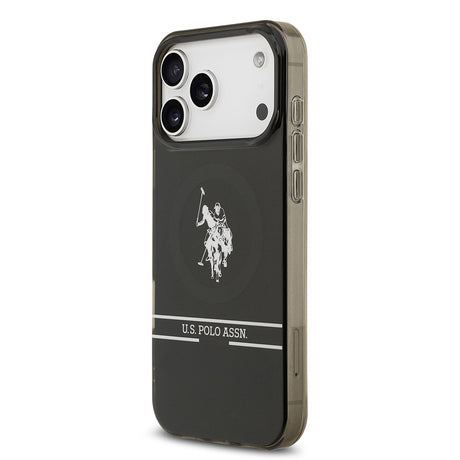 Apple iPhone 17 Pro Max Kılıf U.S. Polo Assn. Orjinal Lisanslı M-safe Şarj Özellikli IML Double Horse Stripe Logolu Kapak