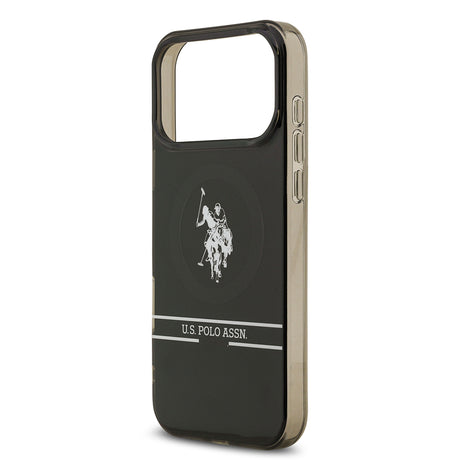 Apple iPhone 17 Pro Max Kılıf U.S. Polo Assn. Orjinal Lisanslı M-safe Şarj Özellikli IML Double Horse Stripe Logolu Kapak