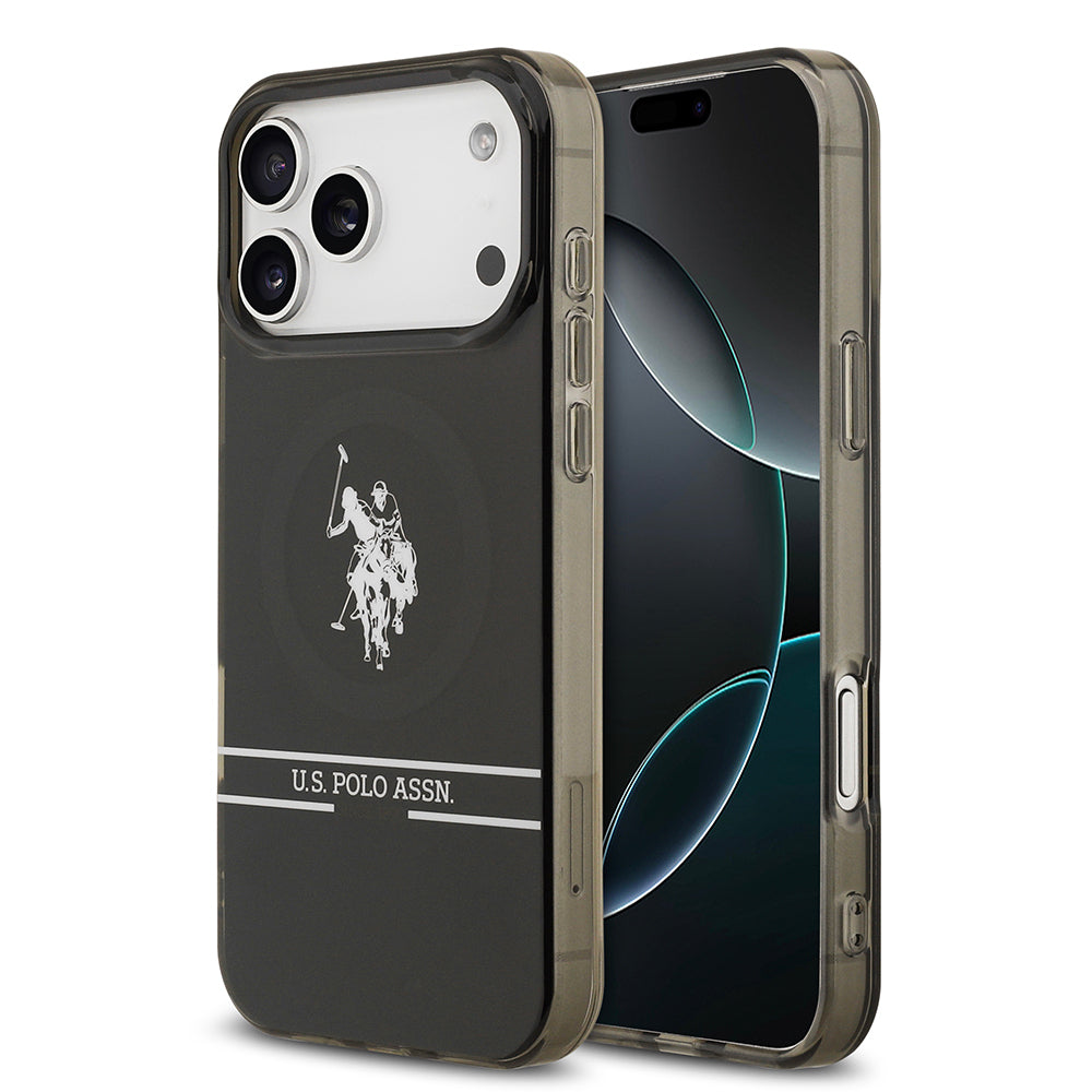 Apple iPhone 17 Pro Max Kılıf U.S. Polo Assn. Orjinal Lisanslı M-safe Şarj Özellikli IML Double Horse Stripe Logolu Kapak