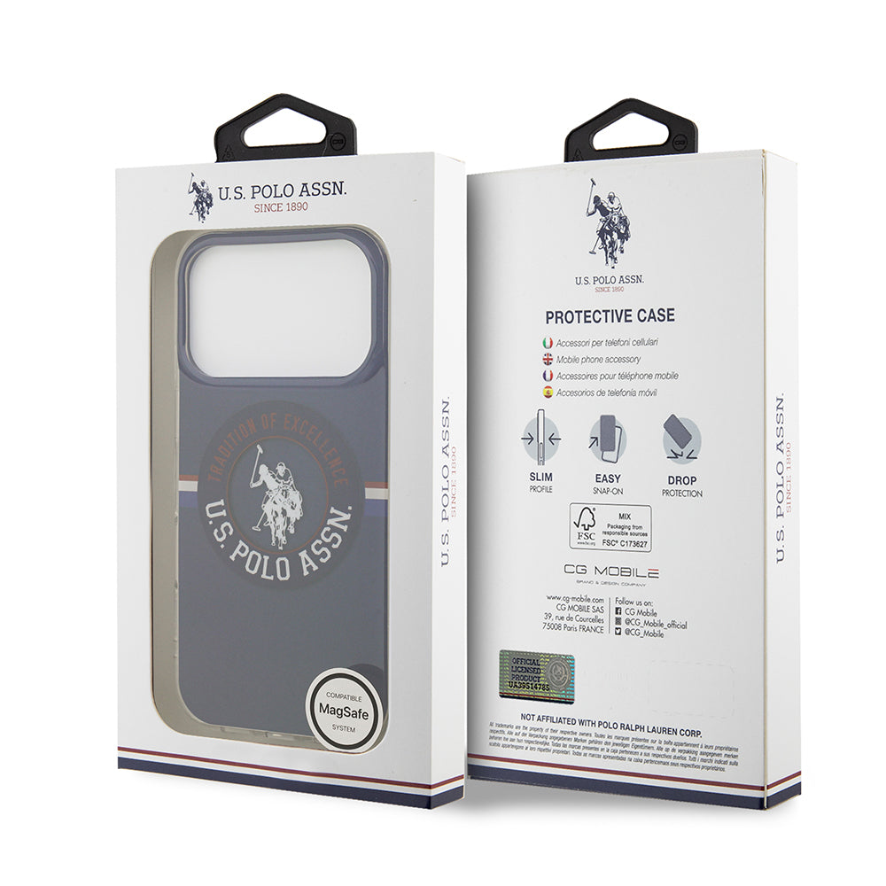 Apple iPhone 17 Pro Max Kılıf U.S. Polo Assn. Orjinal Lisanslı M-safe Şarj Özellikli IML Stripe Logolu Kapak
