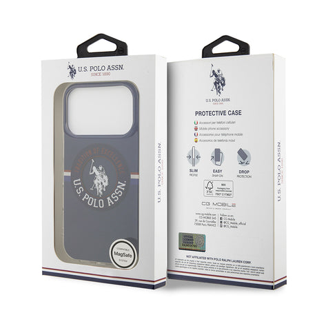 Apple iPhone 17 Pro Max Kılıf U.S. Polo Assn. Orjinal Lisanslı M-safe Şarj Özellikli IML Stripe Logolu Kapak