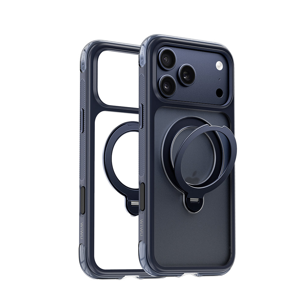 Apple iPhone 17 Pro Max Kılıf Wiwu AS-203 AeroShield Ultra Serisi M-safe Şarj Özellikli Airbag Tasarımlı Standlı Kapak