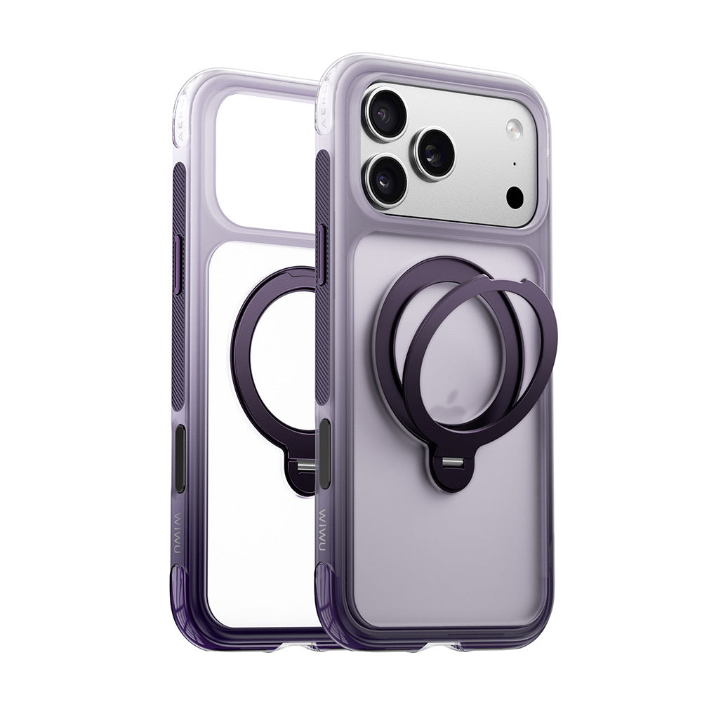 Apple iPhone 17 Pro Max Kılıf Wiwu AS-204 AeroShield Aurora Ultra Serisi M-safe Şarj Özellikli Airbag Tasarımlı Standlı Kapak