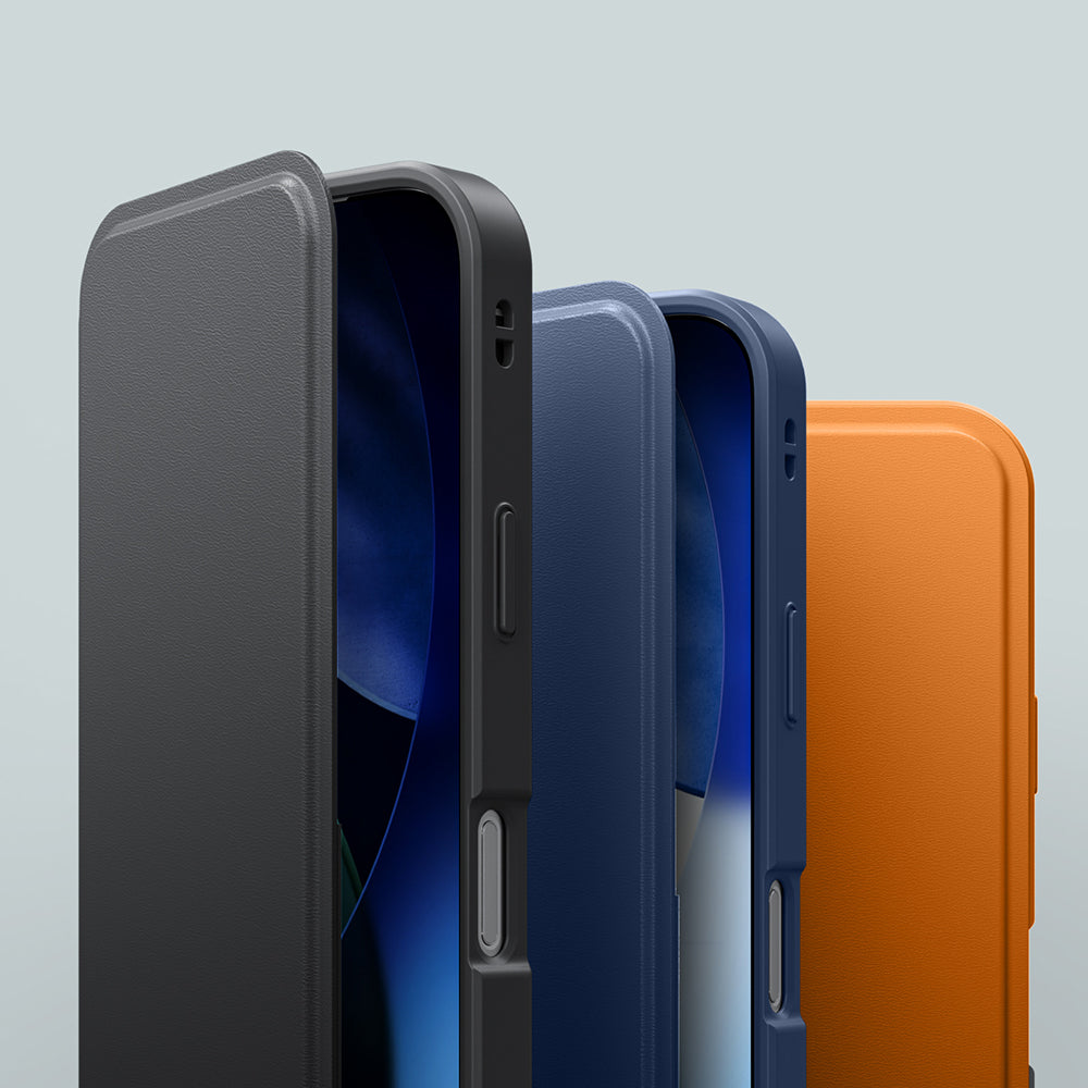 Apple iPhone 17 Pro Max PU Kartlıklı Kapaklı Amazingthing Glamour Foilo Serisi Kılıf
