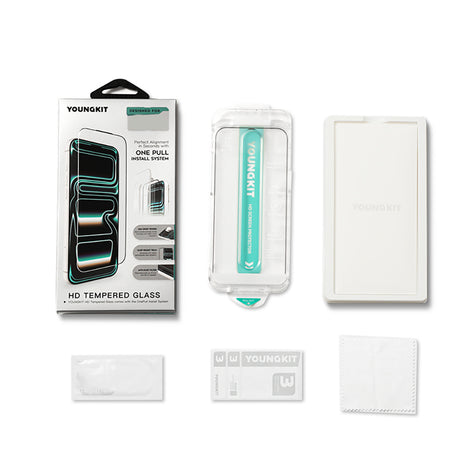 Apple iPhone 17 Pro Max Youngkit HD 2.5D Anti Fingerprint Temperli Cam Ekran Koruyucu + Kolay Uygulama Aparatı