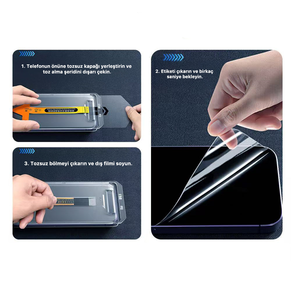 Apple iPhone 17 Pro Max Zore 3D Oliv HD Temperli Cam Ekran Koruyucu + Kolay Uygulama Aparatı