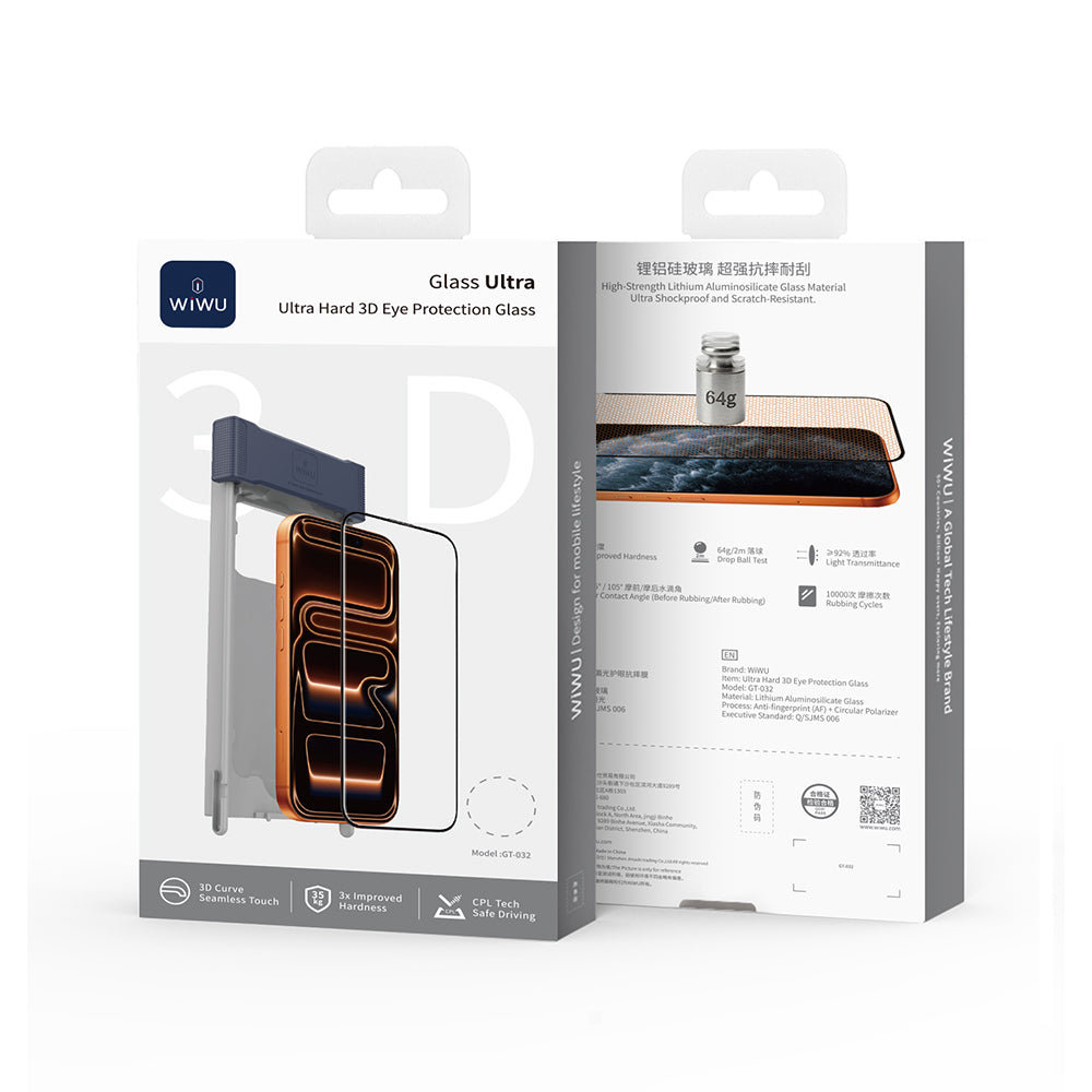 Apple iPhone 17 Pro Wiwu GT-032 Glass Ultra Serisi 3D Polarize Ekran Koruyucu Cam + Kolay Uygulama Aparatı