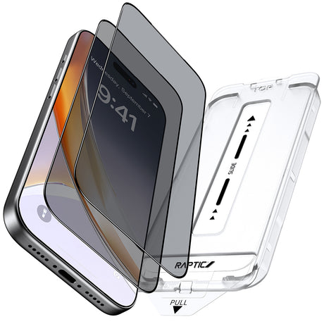 Apple iPhone 17 Raptic Air Glass 2.5D Privacy Hayalet Ekran Koruyucu 2 Adet + Kolay Uygulama Aparatlı
