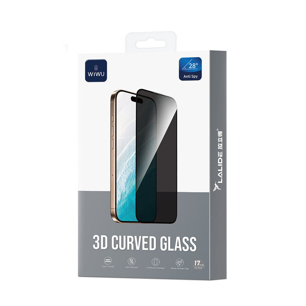 Apple iPhone 17 Wiwu LLD302 3D Curved iPrivacy Parmak İzi Bırakmayan Temperli Cam Ekran Koruyucu