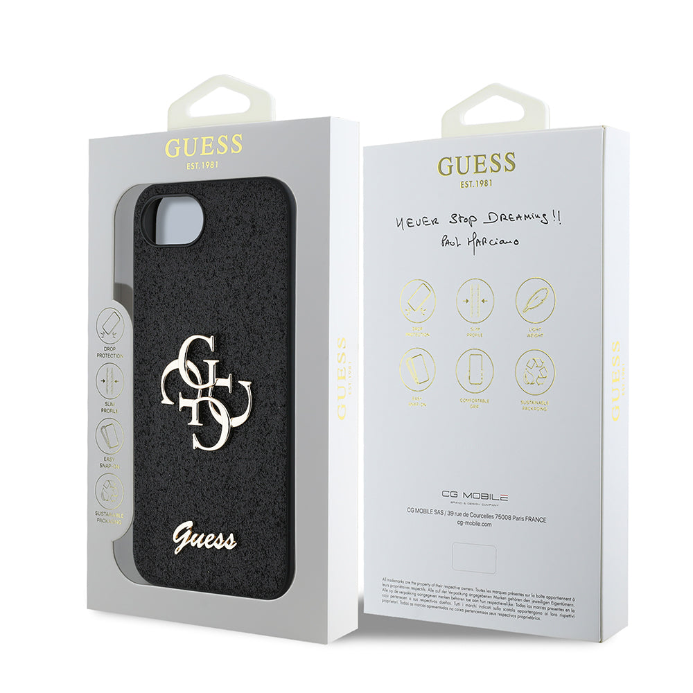 Apple iPhone 17E Kılıf Guess Orjinal Lisanslı 4G Büyük Metal Logolu Glitter Kapak