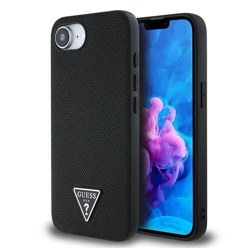 Apple iPhone 17E Kılıf Guess Orjinal Lisanslı M-safe Şarj Özellikli Grained Triangle Kapak