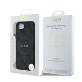 Apple iPhone 17E Kılıf Guess Orjinal Lisanslı M-safe Şarj Özellikli PU Halkalı 4G Desenli Yazı Logolu Kapak