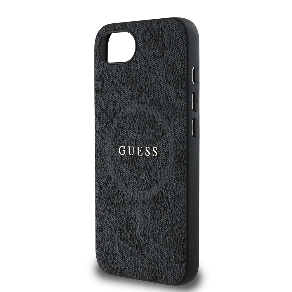 Apple iPhone 17E Kılıf Guess Orjinal Lisanslı M-safe Şarj Özellikli PU Halkalı 4G Desenli Yazı Logolu Kapak