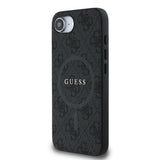 Apple iPhone 17E Kılıf Guess Orjinal Lisanslı M-safe Şarj Özellikli PU Halkalı 4G Desenli Yazı Logolu Kapak