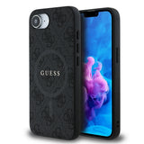 Apple iPhone 17E Kılıf Guess Orjinal Lisanslı M-safe Şarj Özellikli PU Halkalı 4G Desenli Yazı Logolu Kapak