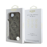 Apple iPhone 17E Kılıf Guess Orjinal Lisanslı M-safe Şarj Özellikli PU Halkalı 4G Desenli Yazı Logolu Kapak