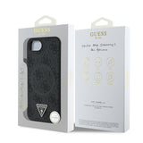 Apple iPhone 17E Kılıf Guess Orjinal Lisanslı M-safe Şarj Özellikli PU Üçgen Logo 4G Desenli Kapak