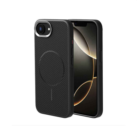 Apple iPhone 17E Kılıf M-safe Şarj Özellikli Karbon Fiber Görünümlü Zore Troy Kapak
