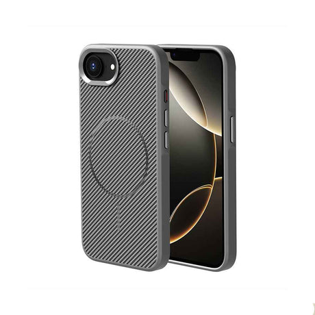 Apple iPhone 17E Kılıf M-safe Şarj Özellikli Karbon Fiber Görünümlü Zore Troy Kapak