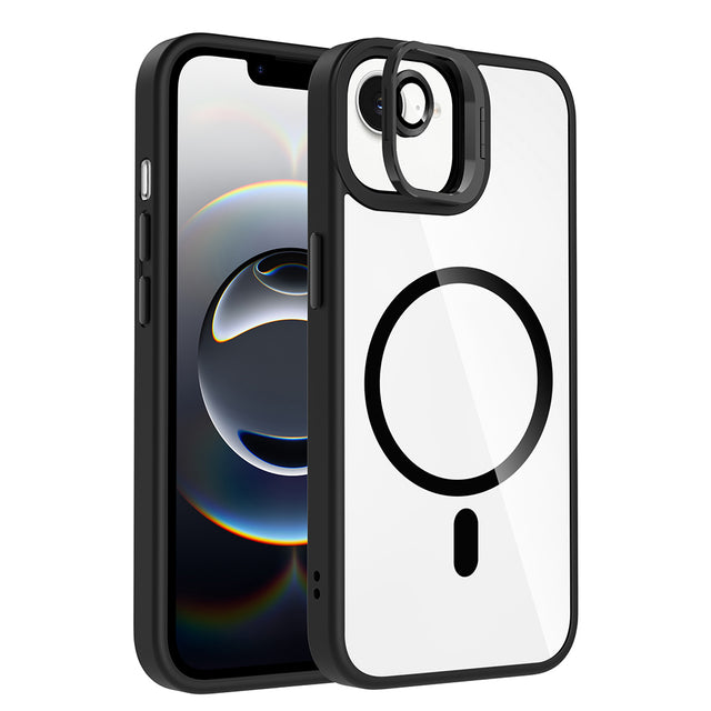 Apple iPhone 17E Kılıf Standlı ve Kamera Lens Hediyeli M-Safe Şarj Özellikli Zore Etro Kapak