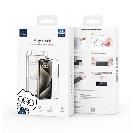 Apple iPhone 17E Wiwu SQ-008 Oleofobik Easy Install Darbeye Karşı Dayanıklı Temperli Cam Ekran Koruyucu + Kolay Uygulama Aparatlı