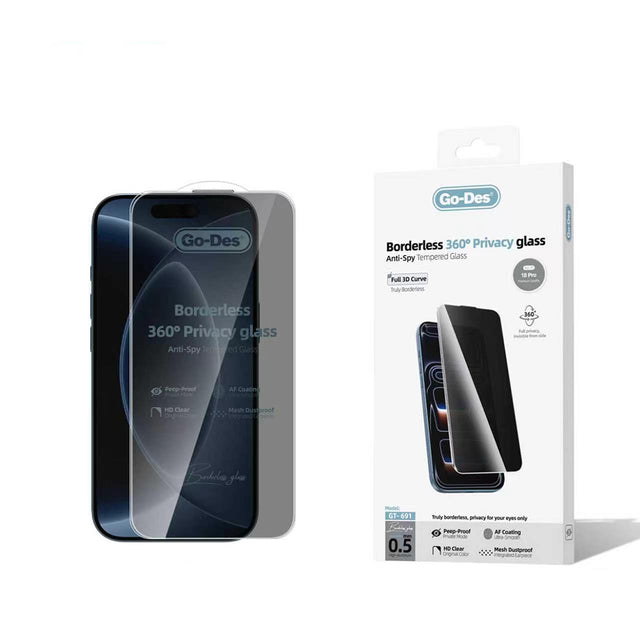 Apple iPhone 18 Pro Go Des AF Borderless Privacy Temperli Cam Ekran Koruyucu