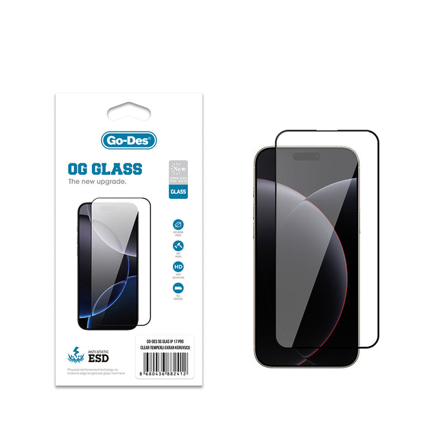Apple iPhone 18 Pro Go Des OG Glass Antistatik Temperli Cam Ekran Koruyucu
