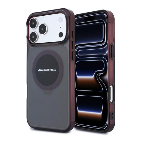 Apple iPhone 18 Pro Kılıf AMG Orjinal Lisanslı M-safe Şarj Özellikli Transparan IML Baskı Logolu Bicolor Block Kapak