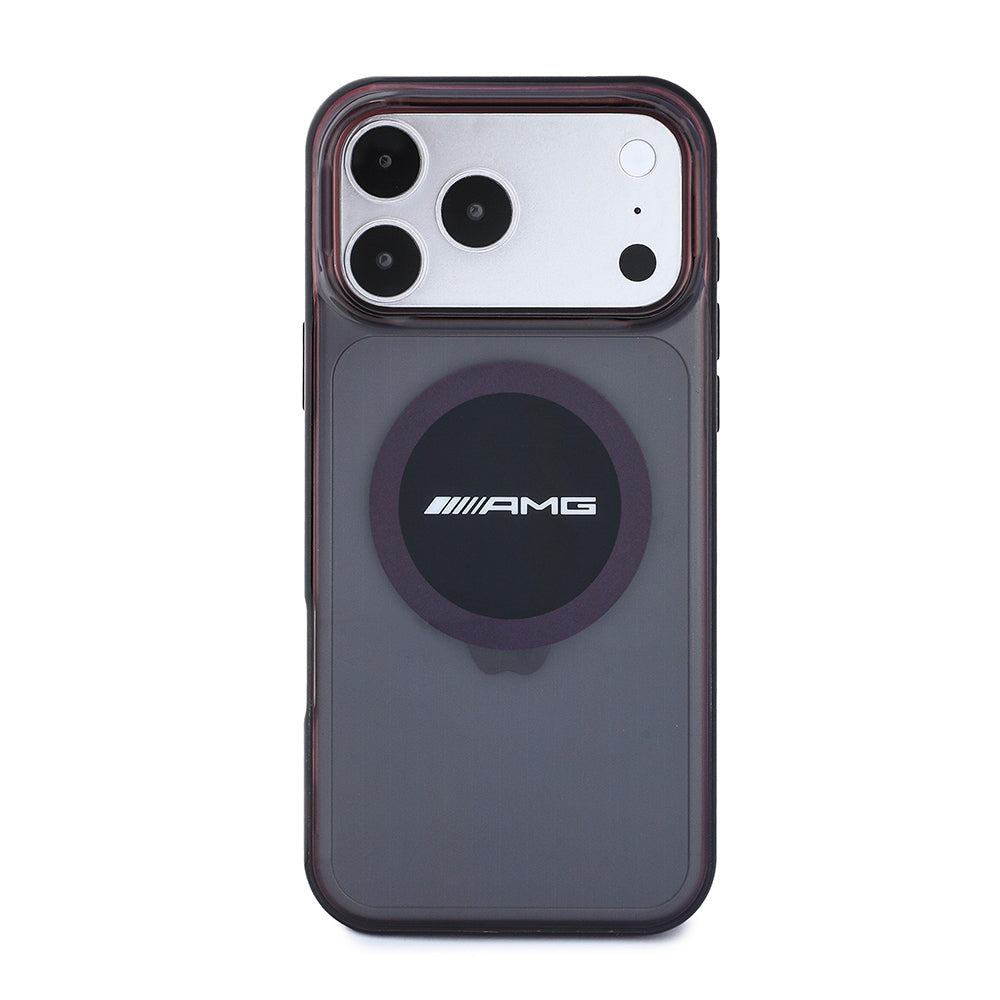 Apple iPhone 18 Pro Kılıf AMG Orjinal Lisanslı M-safe Şarj Özellikli Transparan IML Baskı Logolu Bicolor Block Kapak