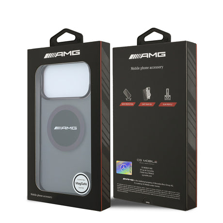 Apple iPhone 18 Pro Kılıf AMG Orjinal Lisanslı M-safe Şarj Özellikli Transparan IML Baskı Logolu Bicolor Block Kapak