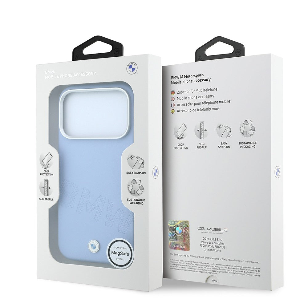 Apple iPhone 18 Pro Kılıf BMW Orjinal Lisanslı M-safe Şarj Özellikli Kabartma Tasarımlı PU Metal Logolu Kapak