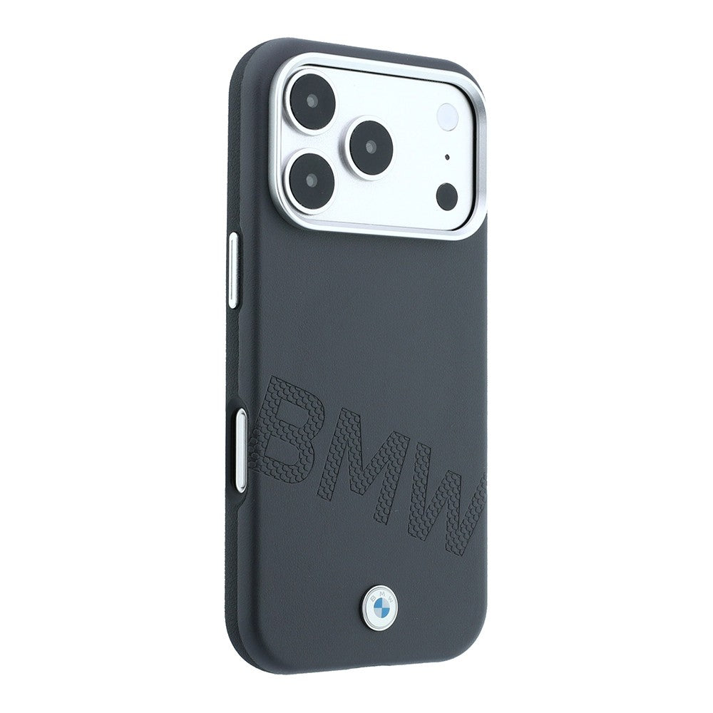 Apple iPhone 18 Pro Kılıf BMW Orjinal Lisanslı M-safe Şarj Özellikli Kabartma Tasarımlı PU Metal Logolu Kapak