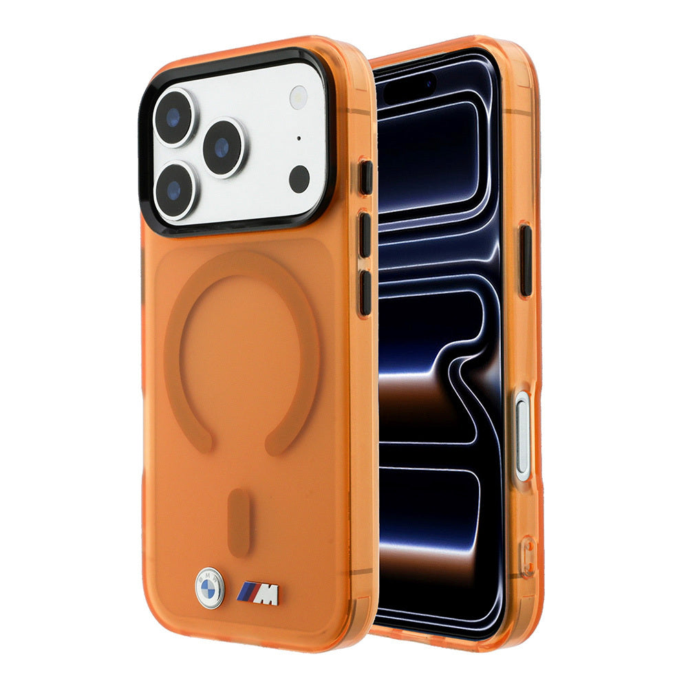 Apple iPhone 18 Pro Kılıf BMW Orjinal Lisanslı M-safe Şarj Özellikli Metal Buton Tasarımlı Buzlu IML Baskılı Kapak