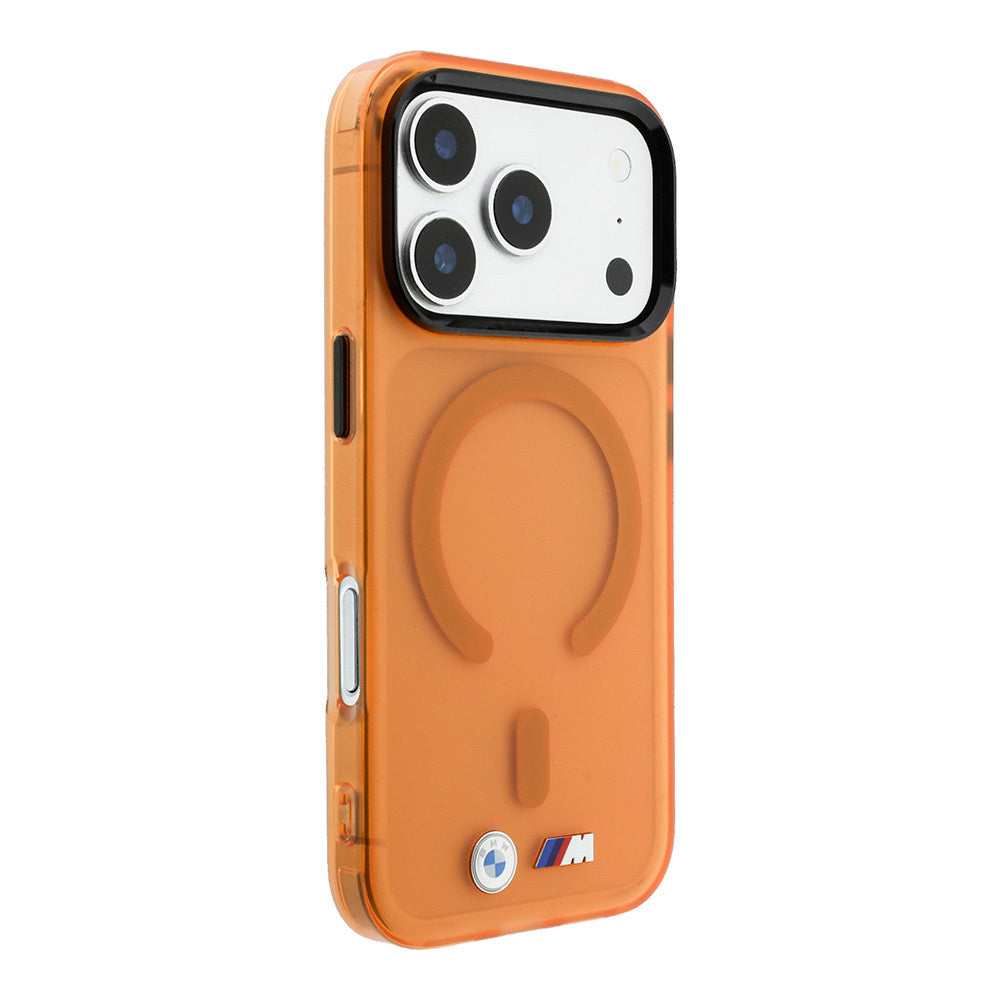 Apple iPhone 18 Pro Kılıf BMW Orjinal Lisanslı M-safe Şarj Özellikli Metal Buton Tasarımlı Buzlu IML Baskılı Kapak