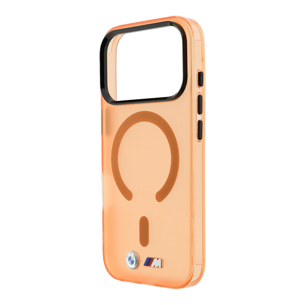 Apple iPhone 18 Pro Kılıf BMW Orjinal Lisanslı M-safe Şarj Özellikli Metal Buton Tasarımlı Buzlu IML Baskılı Kapak