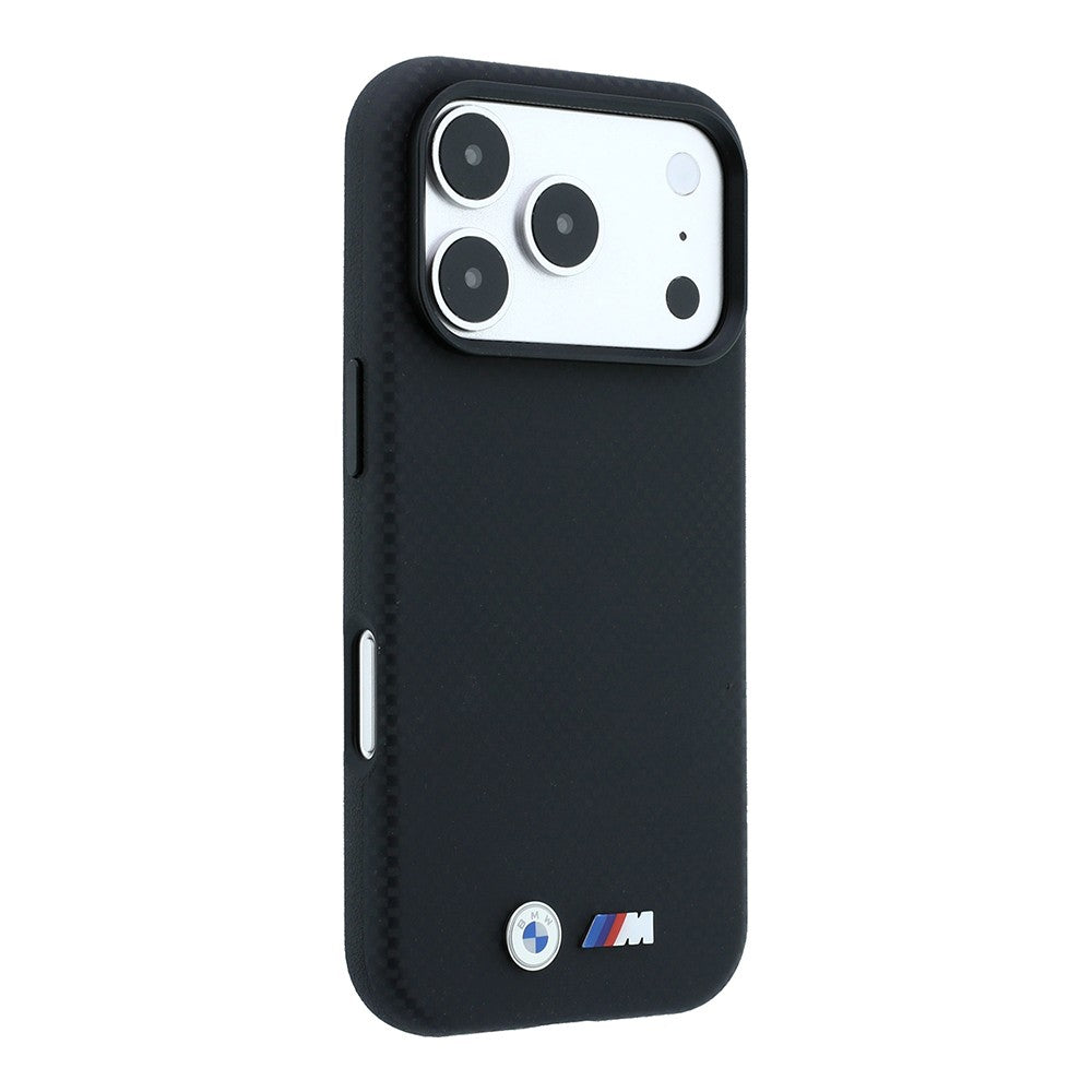 Apple iPhone 18 Pro Kılıf BMW Orjinal Lisanslı M-safe Şarj Özellikli Metal Logolu Karbon Fiber Kevlar Kapak