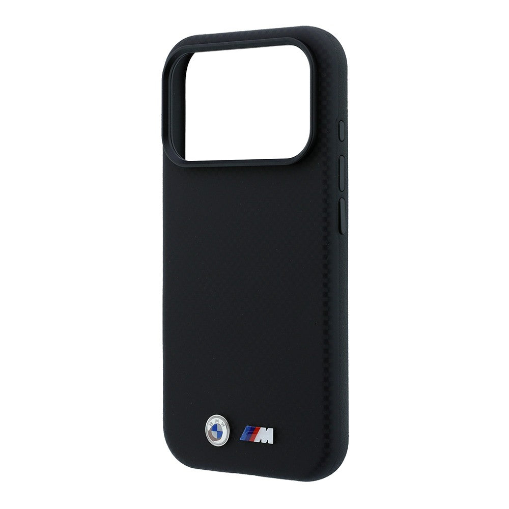 Apple iPhone 18 Pro Kılıf BMW Orjinal Lisanslı M-safe Şarj Özellikli Metal Logolu Karbon Fiber Kevlar Kapak