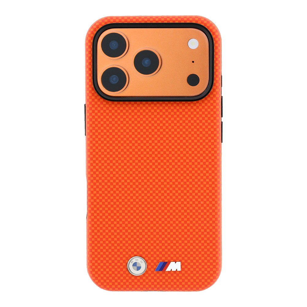 Apple iPhone 18 Pro Kılıf BMW Orjinal Lisanslı M-safe Şarj Özellikli Metal Logolu Karbon Fiber Kevlar Kapak