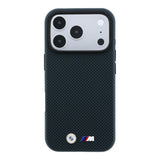 Apple iPhone 18 Pro Kılıf BMW Orjinal Lisanslı M-safe Şarj Özellikli Metal Logolu Karbon Fiber Kevlar Kapak