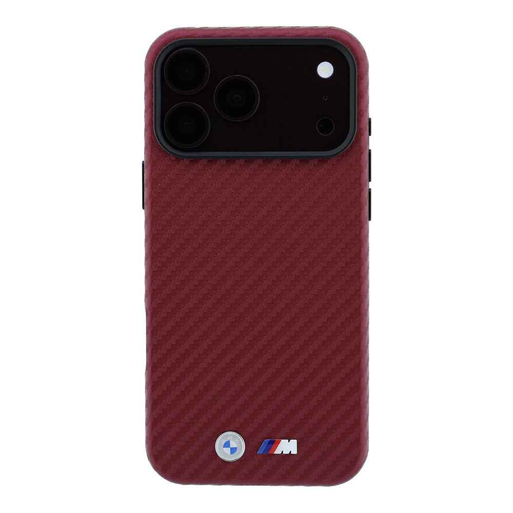 Apple iPhone 18 Pro Kılıf BMW Orjinal Lisanslı M-safe Şarj Özellikli PU Karbon Tasarımlı Metal Logolu Kapak