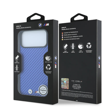 Apple iPhone 18 Pro Kılıf BMW Orjinal Lisanslı M-safe Şarj Özellikli PU Karbon Tasarımlı Metal Logolu Kapak